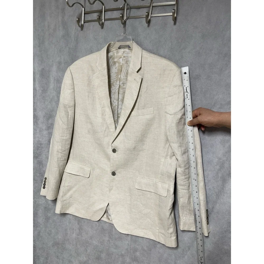 Tasso Elba Blazer Men 50R Beige Linen 2B Island Casual Academia Coat Luxury XXL